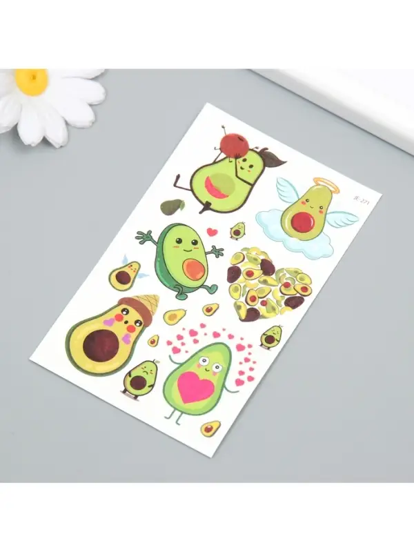 Переводные тату на тело цветные «Авокадинки», 7.5×12 см