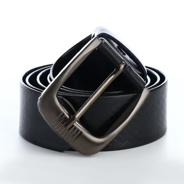 Ремень мужской, ширина 3.5 см, винт, один прокол, пряжка металл, чёрный