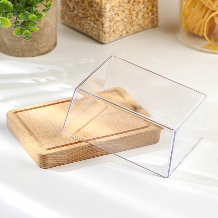 Маслёнка «Модерн», 14,5×11×7,5 см, цвет прозрачный Маслёнка «Модерн», 14,5×11×7,5 см, цвет прозрачный