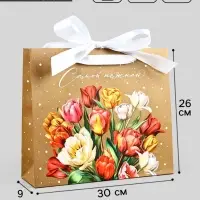 Пакет ламинированный с лентой &laquo;Самой нежной&raquo;, M 30&times;9&times;26 см
