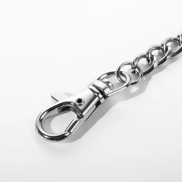 Кольцо для брелока на цепочке, с карабином, d=28 мм, 40 см, цвет серебряный
