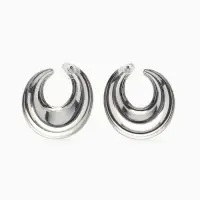 Серьги металл &laquo;Кольца&raquo;, полумесяц, цвет серебро