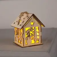 Ёлочная игрушка &laquo;Домик со снеговиком&raquo;, 7.5&times;6.5&times;6 см, от батареек, свечение тёплое белое