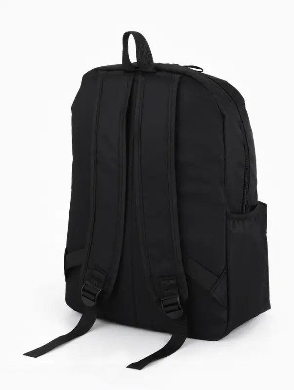 Рюкзак школьный, однотонный, 4 кармана, 30&times;12&times;43 см, чёрный