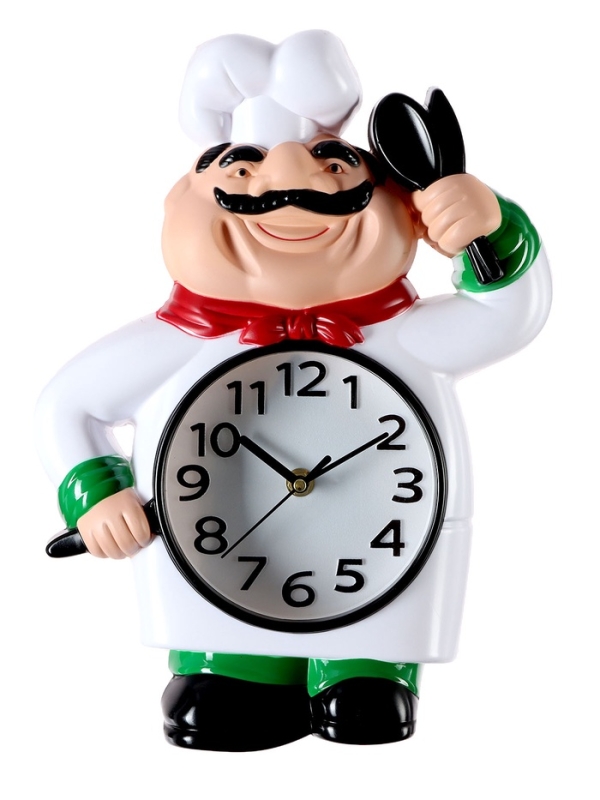 Часы настенные интерьерные, для кухни «Шеф», плавный ход, 33×24.5 см, циферблат d-14 см Часы настенные интерьерные, для кухни «Шеф», плавный ход, 33×24.5 см, циферблат d-14 см