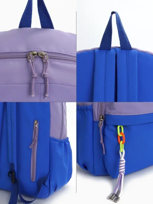 Рюкзак молодёжный на молнии, с карманами, двухцветный, размер 31&times;15&times;46 см, сиреневый