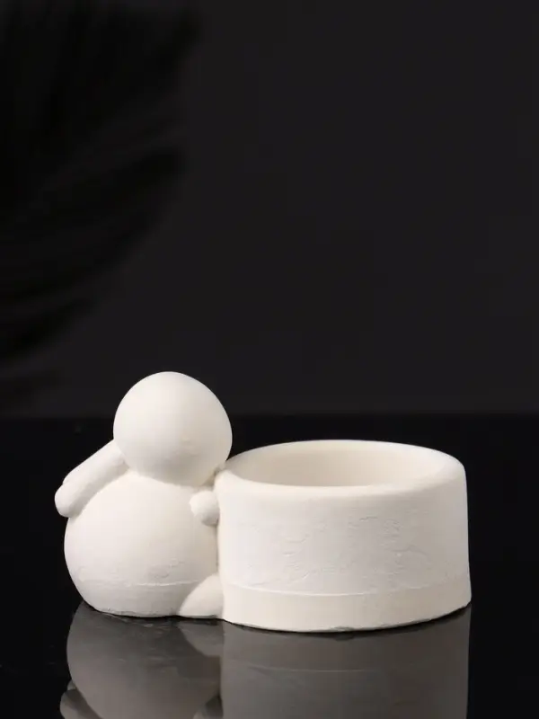 Подсвечник  Подсвечник "Заяц с чашей" 8х6х4 см, натуральный, гипс