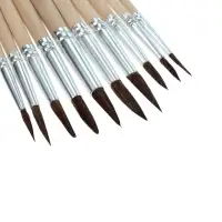 Набор кистей для рисования, белка, 10 штук: № 1, 2, 3, 4, 5, 6, 7, 8, 9, 10, Calligrata, круглые, деревянная ручка, международный размер