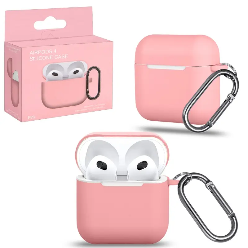Чехол для AirPods 4 с карабином №3 Pink