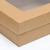 Коробка подарочная складная, упаковка, крышка - дно, с окном, крафт, 16.5×12.5×5.2 см