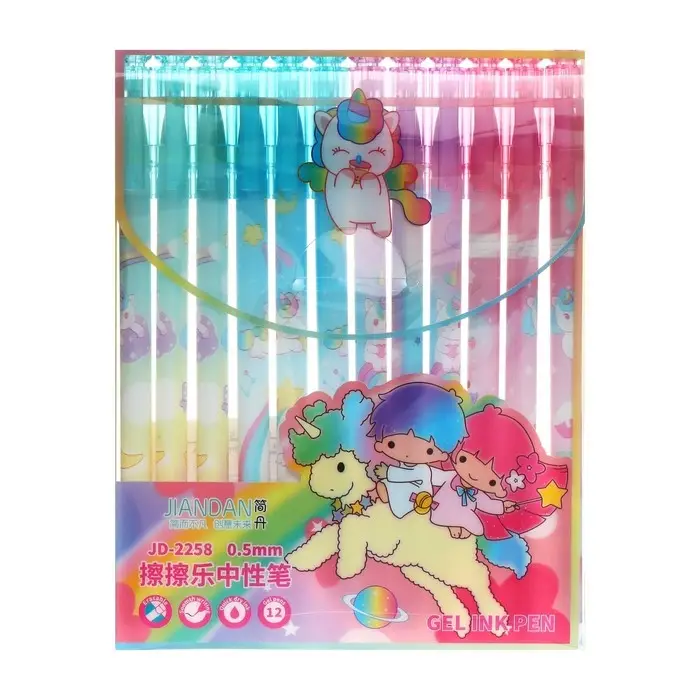 Ручка гелевая со стираемыми чернилами, стержень синий, корпус  Ручка гелевая со стираемыми чернилами, стержень синий, корпус "Единорог", МИКС