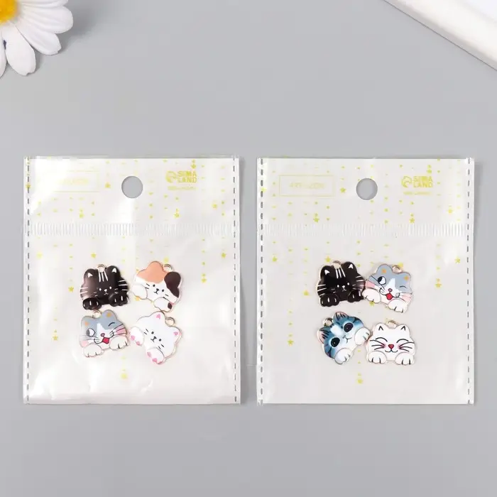 Декор для творчества металл "Котик" эмаль МИКС 1,7х1,8 см