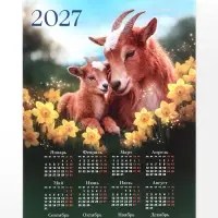 Календарь 2027, настенный, А2 &laquo;Коза и козленок&raquo;