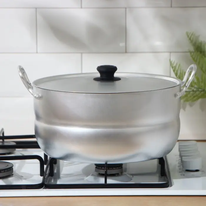 Кастрюля, 8 л, d=28 см, металлическая крышка, штампованный алюминий, серебристая