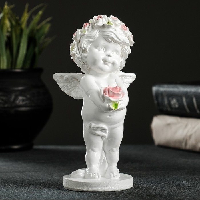 Фигура  Фигура "Ангелочек с розочкой" 15х7,5х7,5см