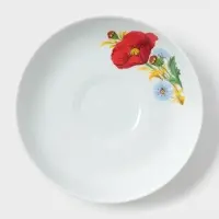 Блюдце Добрушский завод &laquo;Маки красные&raquo;, d=15 см, фарфор, белое