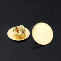 Основа для броши/значка круглая, (набор 5 шт.), площадка 2 см, цвет золото