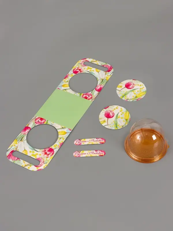 Коробка подарочная с куполом &laquo;Тюльпаны с мимозой&raquo;, 11.5&times;12&times;15.5 см