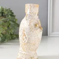 Подсвечник полистоун на 1 свечу "Филин. Золотые круги" d=2,2 см 7х6,5х14 см