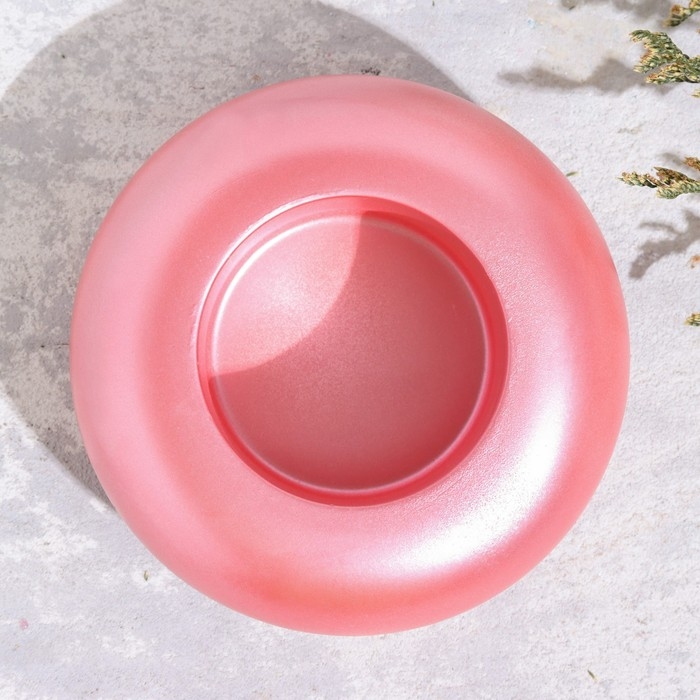 Подсвечник Подсвечник "Полноторие. Мрамор" из гипса большой, 11х5см,розовый