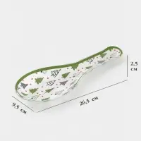 Подставка под ложку «Елочка» 26.5×9.5×2.5 см, стекло, белая, зелёная