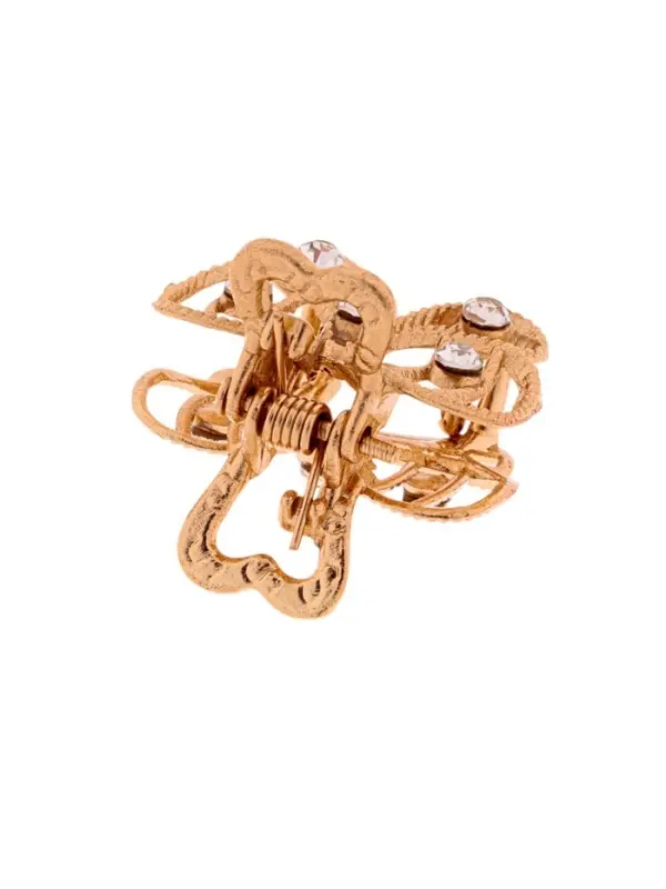 Крабик для волос &laquo;Бантик&raquo;, стразы, 2.5 см, золотистый