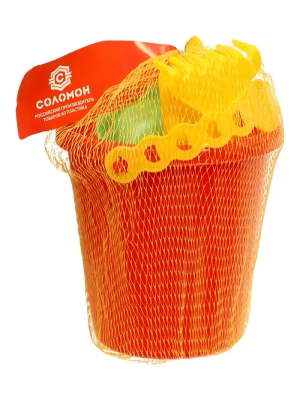 Набор для игры в песке (Ведро 1л, 4 формочки фрукты-ягоды, грабельки и лопатка)