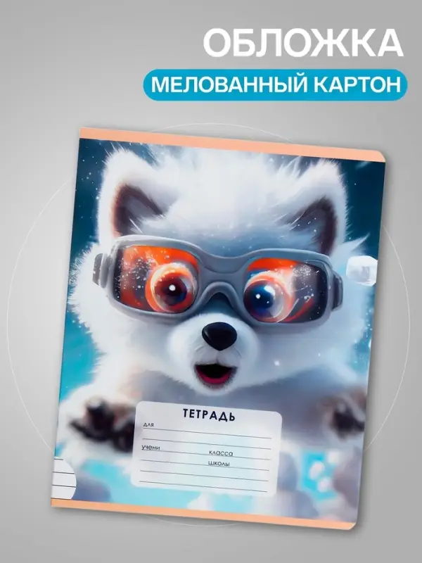 Комплект тетрадей из 10 штук, 12 листов в линию Calligrata "Пушистые друзья", обложка мелованный картон, блок офсет, 5 видов по 2 штуки