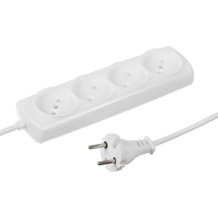 Удлинитель сетевой Luazon Lighting ECO, 4 розетки, 5 м, 10 А, 2200 Вт, без заземления, белый