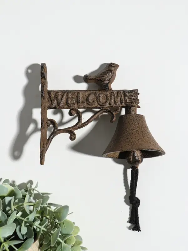 Колокол сувенирный чугун "Птица - Добро пожаловать" 13,5х16х8 см