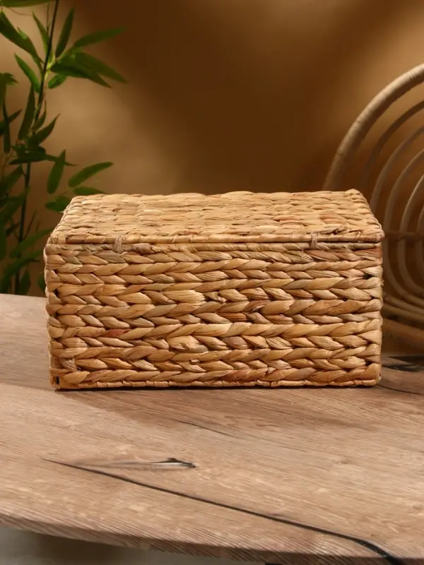 Корзинка прямоугольная с крышкой, 33×22×14 см, водный гиацинт Корзинка прямоугольная с крышкой, 33×22×14 см, водный гиацинт