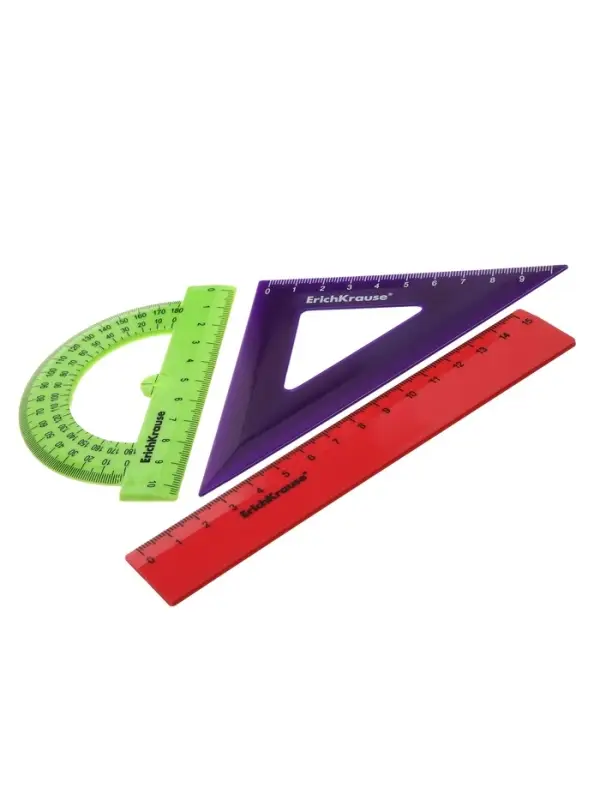 Набор геометрический малый ErichKrause Reef: линейка, угольник, транспортир, МИКС