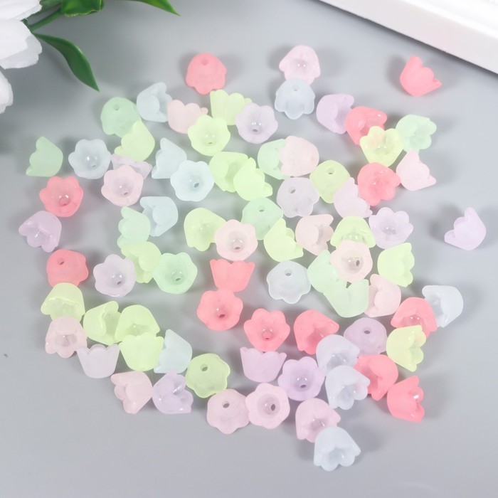 Бусины для творчества пластик Бусины для творчества пластик "Цветок ландыша" набор 80 шт полупрозр. 0,9х0,9х0,7 см, МИКС