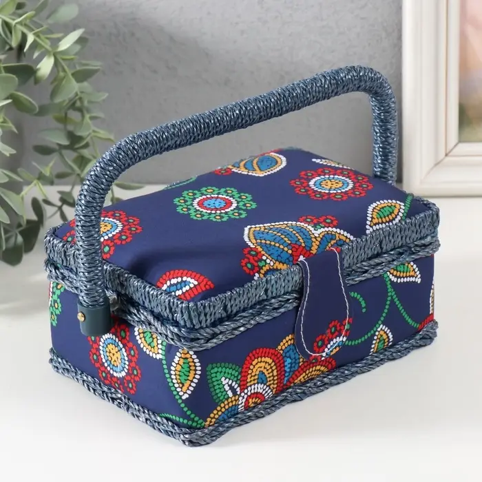 Шкатулка для рукоделия и шитья &laquo;Цветочная мозаика&raquo;, хранение ниток, иголок, мелочи, 18&times;12&times;9.5 см