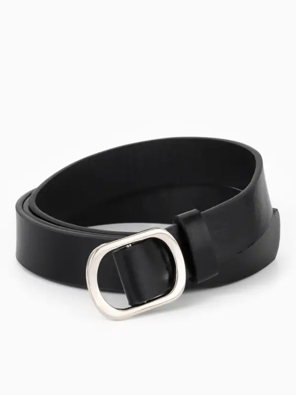 Ремень женский, затяжка, 2.5&times;110 см, без винта, серебристая пряжка, чёрный