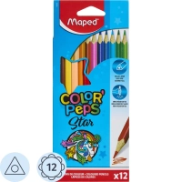 Карандаши цветные Maped COLOR'PEPS STAR, трехгранные,дерево,12цв/наб,183212