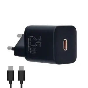 Сетевое зарядное устройство с кабелем Type-C-Type-C PD25W TZCCSUP-L01 Baseus черное