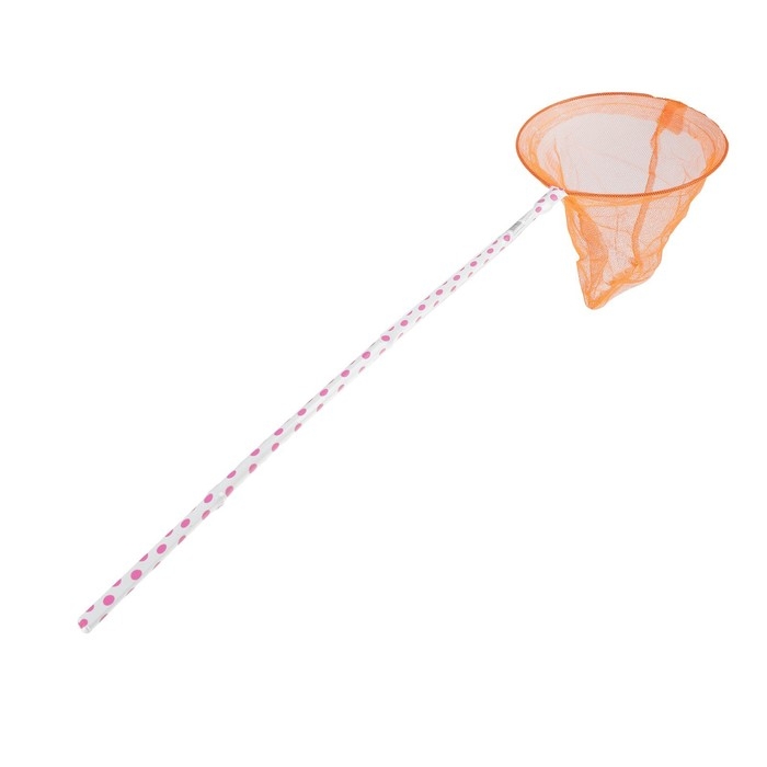 Сачок детский, бамбуковая ручка в горох 60 см, d=20 см, цвета МИКС Сачок детский, бамбуковая ручка в горох 60 см, d=20 см, цвета МИКС