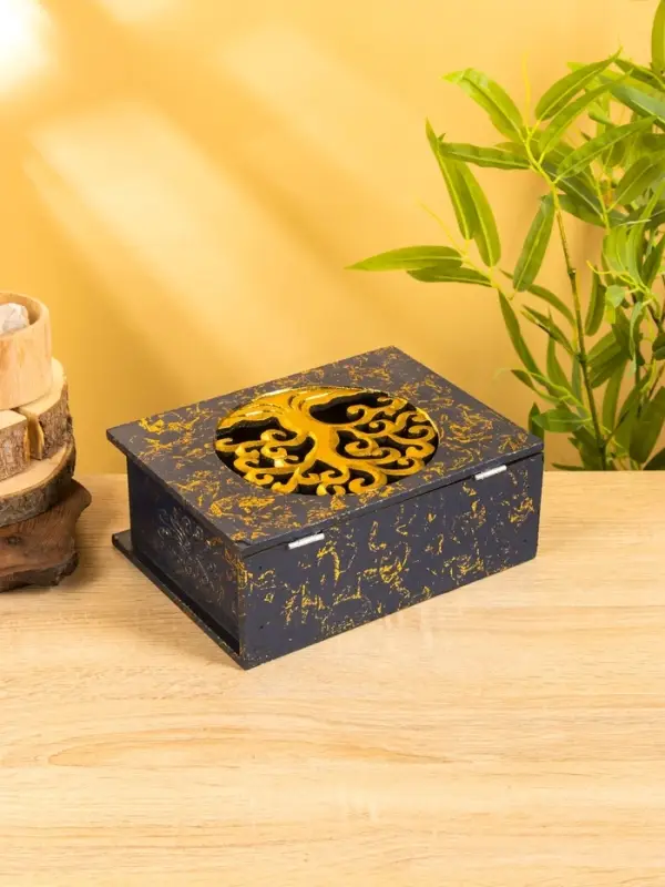 Шкатулка "Древо" 24х18х9 см, МДФ, цв. синий