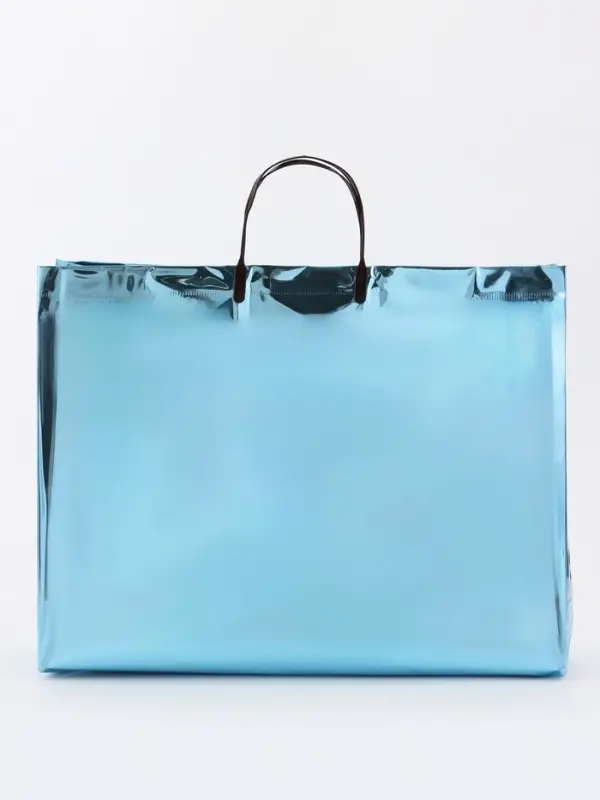 Пакет подарочный ПВХ, голография, голубой, пластиковая ручка, 44&times;33&times;12 см
