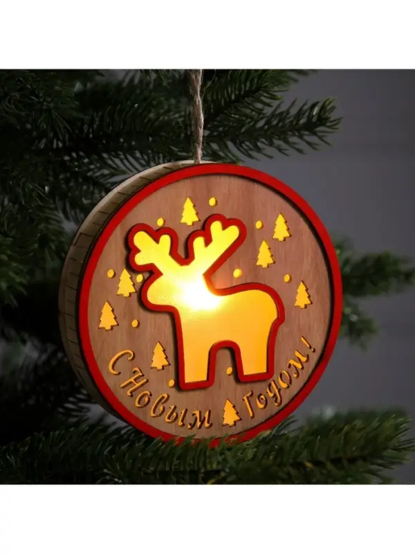 Ёлочная игрушка &laquo;Олень&raquo;, 13.5 см, 1 LED, от батареек, свечение тёплое белое