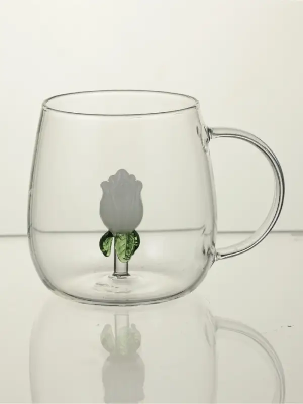 Кружка &laquo;Розочка&raquo;, 400 мл, 9&times;12.5&times;9 см, стекло, прозрачная