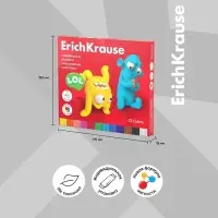 Пластилин ErichKrause Jolly Friends, 12 цветов, 216 г, со стеком, в картонной упаковке