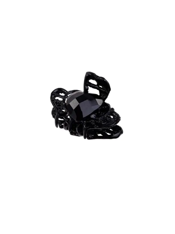 Крабик для волос &laquo;Чёрные кружева&raquo;, сердечко, 2.2 см, чёрный