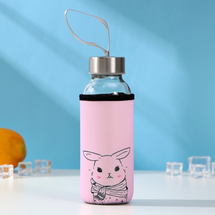 Бутылка для воды стеклянная в чехле «Лучшие друзья», 300 мл, h=16,5 см, рисунок МИКС Бутылка для воды стеклянная в чехле «Лучшие друзья», 300 мл, h=16,5 см, рисунок МИКС