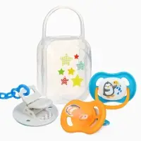 Соска - пустышка анатомическая &laquo;Для мальчика&raquo; +6 мес., 2 шт., держатель 1 шт., контейнер