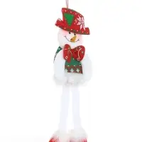 Игрушка мягкая &laquo;Снеговик в костюме с орнаментом, в шляпке&raquo; 9.5&times;30 см, красно-зелёный