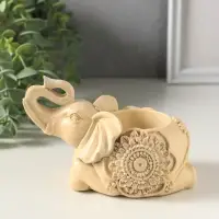 Подсвечник на 1 свечу &laquo;Слон индийский лежит&raquo;, 8&times;13&times;7 см, слоновая кость