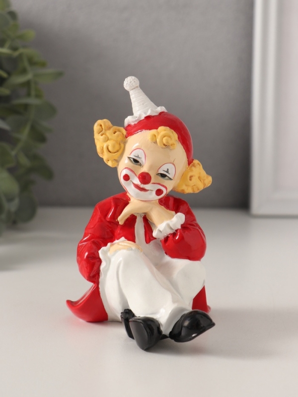 Сувенир полистоун Сувенир полистоун "Клоун застенчивый" бело-красный 9,5х7х11 см