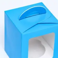 Коробка для 1 капкейк с окном голубая, 9.2×9.2×11.1 см